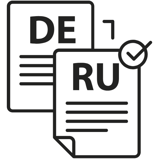 de to ru translation icon