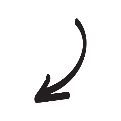 down hand drawn arrow icon