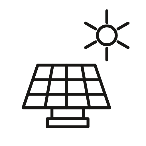sun on solar panel icon
